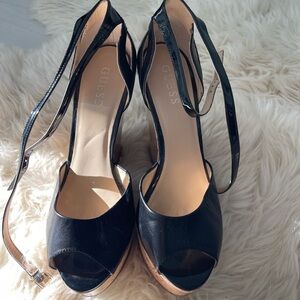 Guess Black Peep Toe Heels